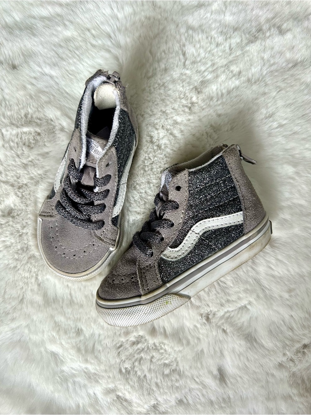 Vans Toddler Sk8 Hi High-Top Skate Sneakers in Gunmetal Grey Glitter 5